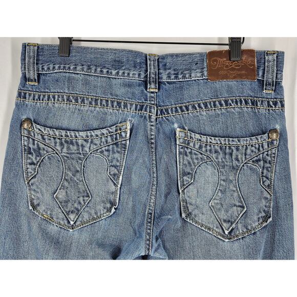 MARC ECKO XO.72 TIME SQUARE MEN'S BLUE DISTRESSED BOOT FIT JEANS SIZE W34 x L30 - Picture 14 of 16